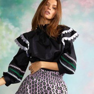 Cynthia Rowley Elia Scallop Embroidered Top